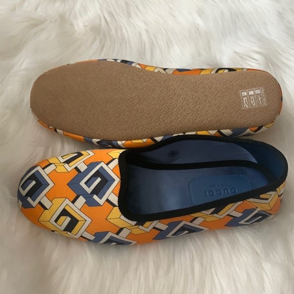 GUCCI Voyage Travel Sain Slippers in Orange/Navy Blue Size US8/EURO38 - Picture 4 of 8
